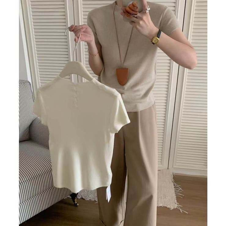 【aimoha】バックボタンデザイン半袖ハイネックトップス | aimoha  | 詳細画像20 