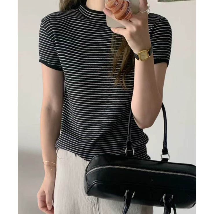 【aimoha】バックボタンデザイン半袖ハイネックトップス | aimoha  | 詳細画像4 