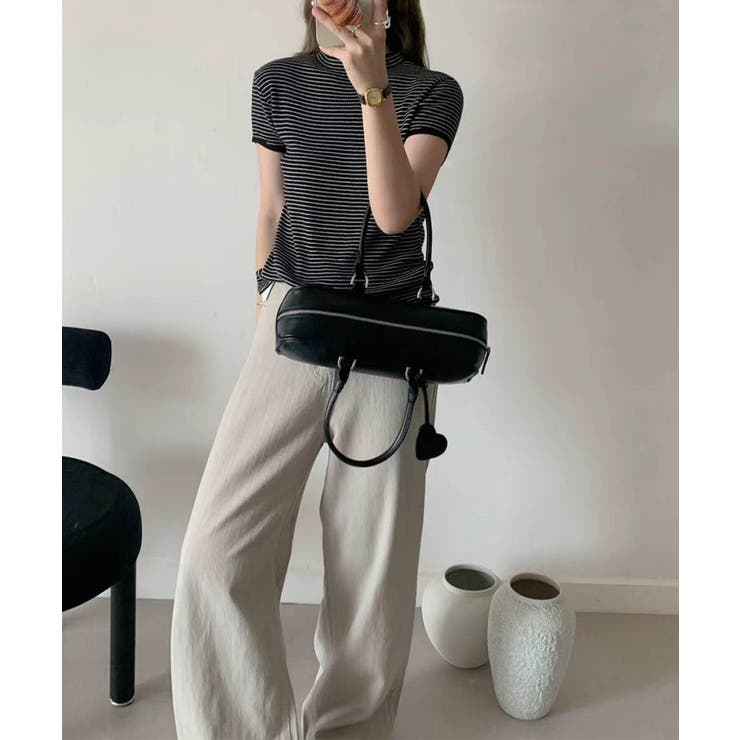 【aimoha】バックボタンデザイン半袖ハイネックトップス | aimoha  | 詳細画像5 