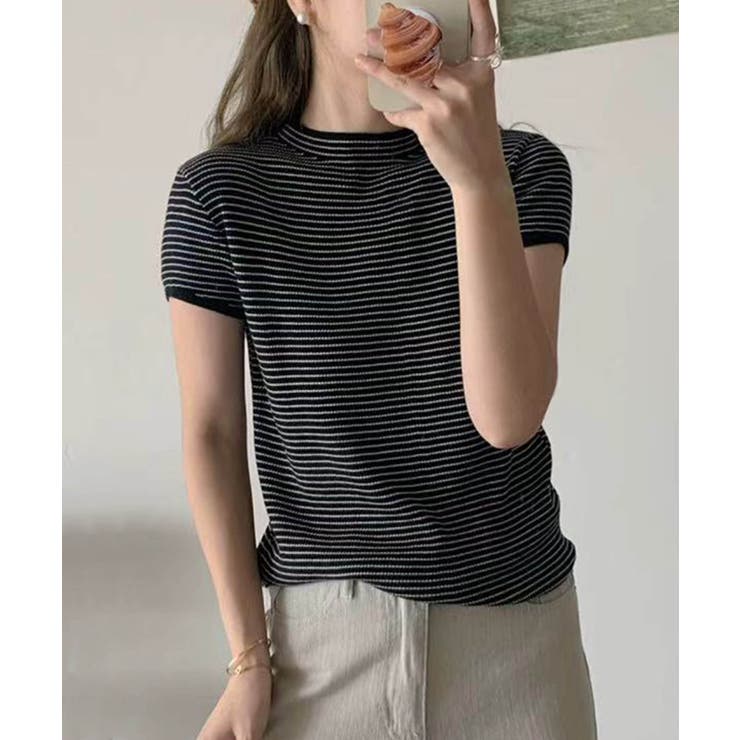 【aimoha】バックボタンデザイン半袖ハイネックトップス | aimoha  | 詳細画像6 