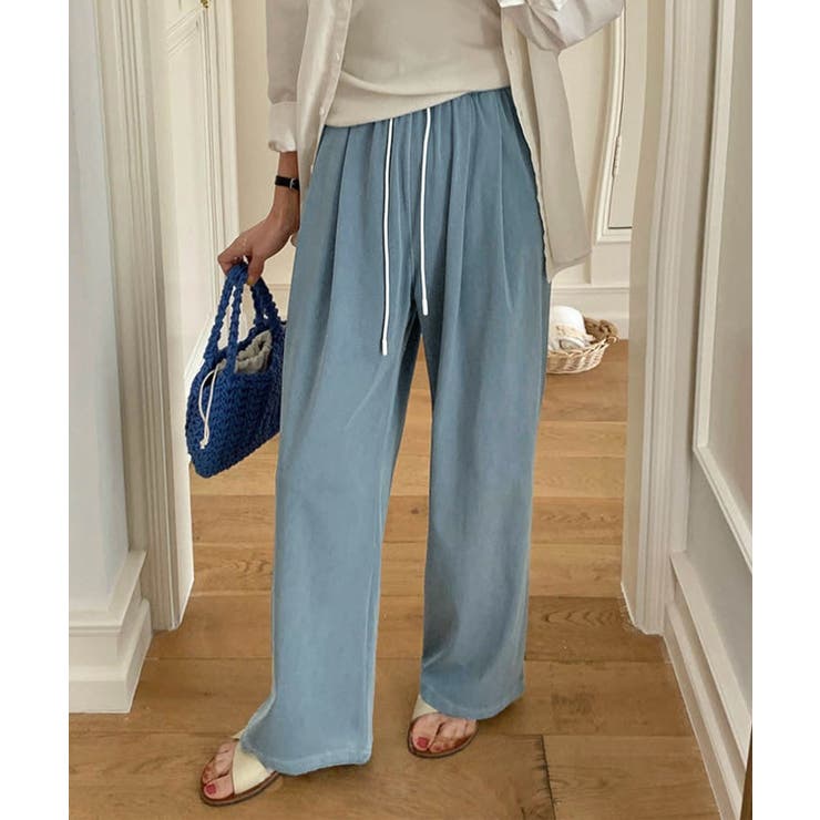 ブルー | 【aimoha】ハイウエストドレープストレートパンツ | aimoha 