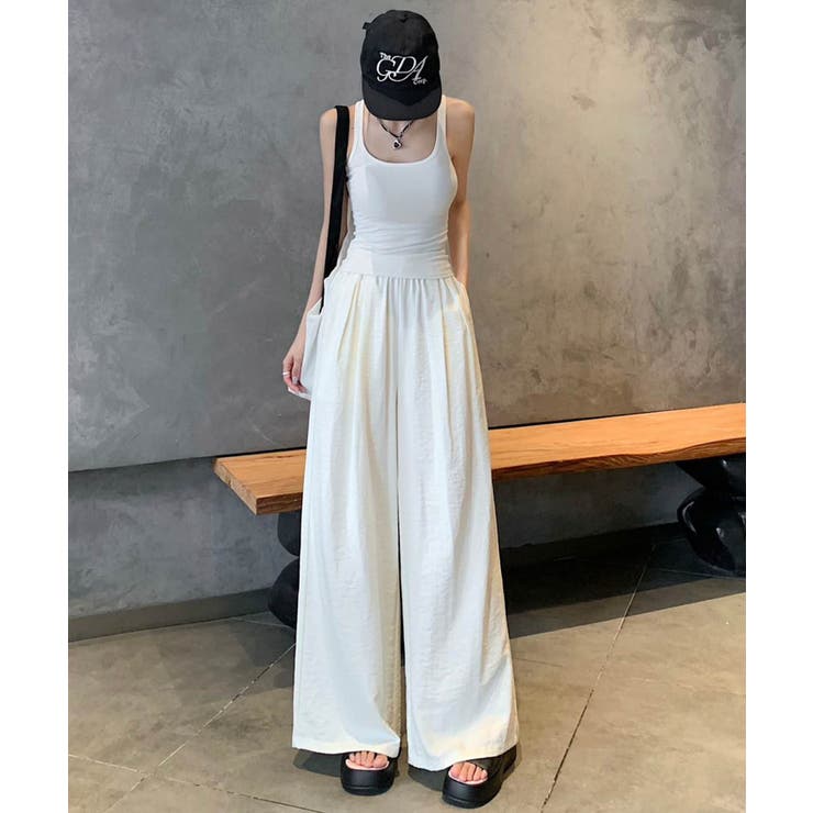 オフホワイト | 【aimoha】ハイウエストドレープワイドパンツ | aimoha 