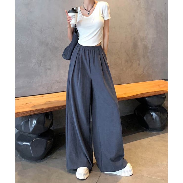 【aimoha】ハイウエストドレープワイドパンツ | aimoha  | 詳細画像1 