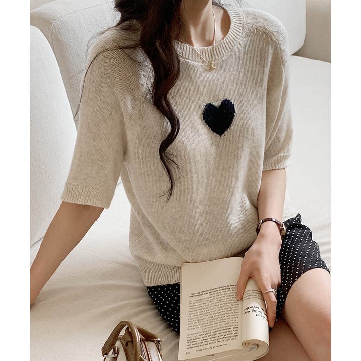 【aimoha】ハートモチーフニットトップス | aimoha  | 詳細画像9 