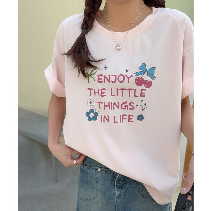 【aimoha】ロゴ＆チェリーイラストプリントTシャツ | aimoha  | 詳細画像8 