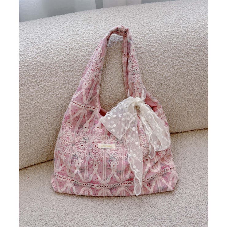 フェアリーレース トートバッグ 刺繍 ショッピング L 1399-2 フェアリーレース トートバッグ 刺繍 ショッピング L 1399-2