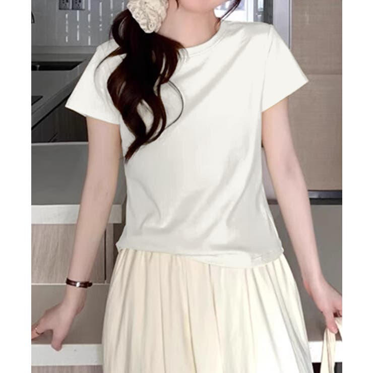 ホワイト | 【aimoha】デイリークルーネックTシャツ | aimoha 