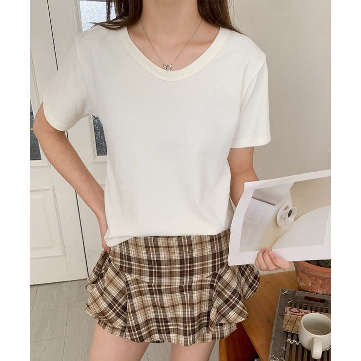 【aimoha】デイリーコットン混VネックTシャツ | aimoha  | 詳細画像1 