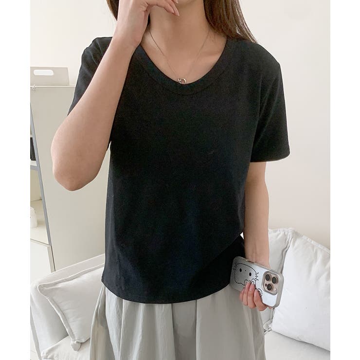 【aimoha】デイリーコットン混VネックTシャツ | aimoha  | 詳細画像9 