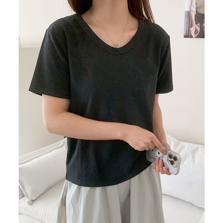 【aimoha】デイリーコットン混VネックTシャツ | aimoha  | 詳細画像10 