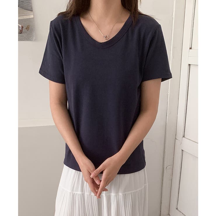 【aimoha】デイリーコットン混VネックTシャツ | aimoha  | 詳細画像13 