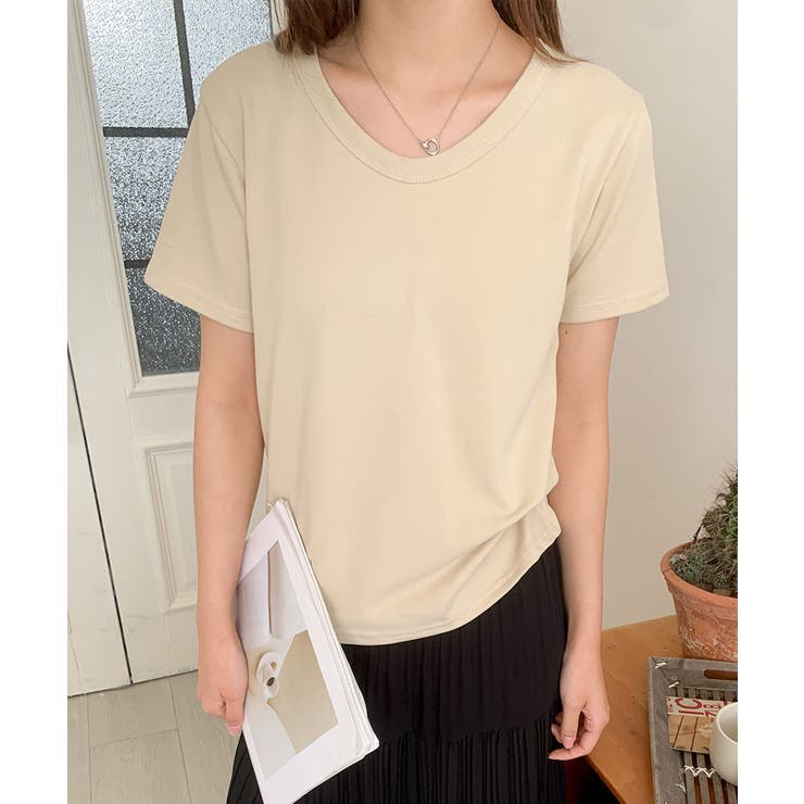 【aimoha】デイリーコットン混VネックTシャツ | aimoha  | 詳細画像15 