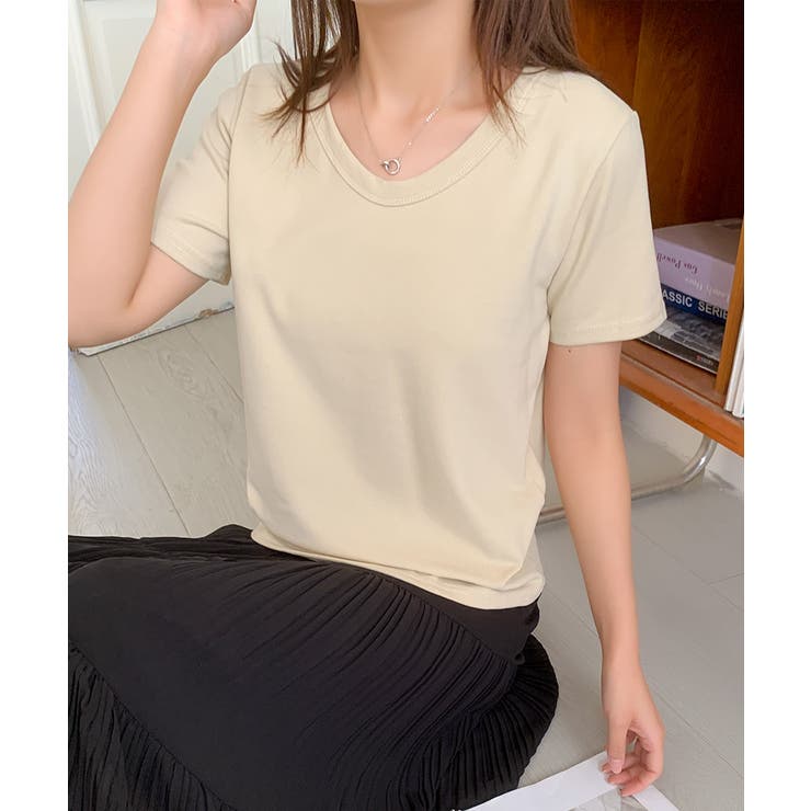 【aimoha】デイリーコットン混VネックTシャツ | aimoha  | 詳細画像16 