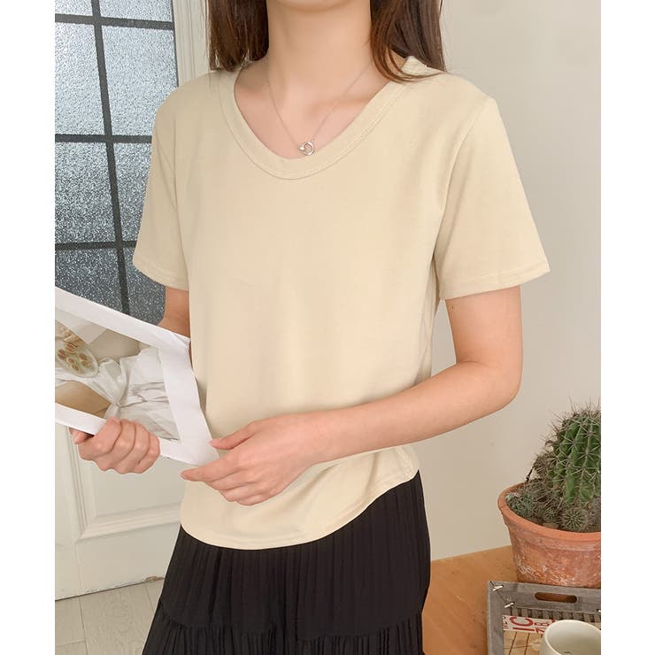 【aimoha】デイリーコットン混VネックTシャツ | aimoha  | 詳細画像17 