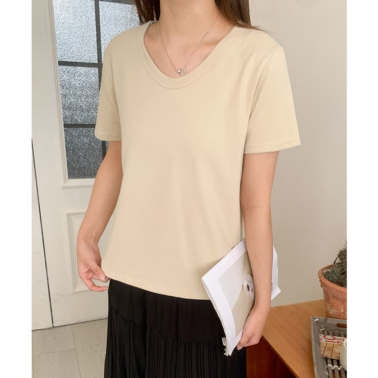 【aimoha】デイリーコットン混VネックTシャツ | aimoha  | 詳細画像19 