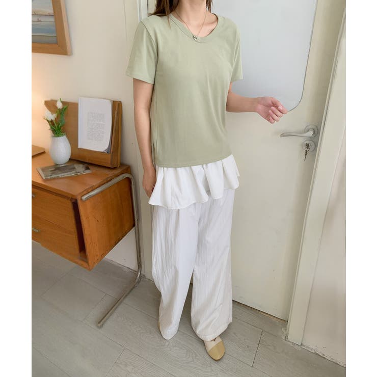 【aimoha】デイリーコットン混VネックTシャツ | aimoha  | 詳細画像21 