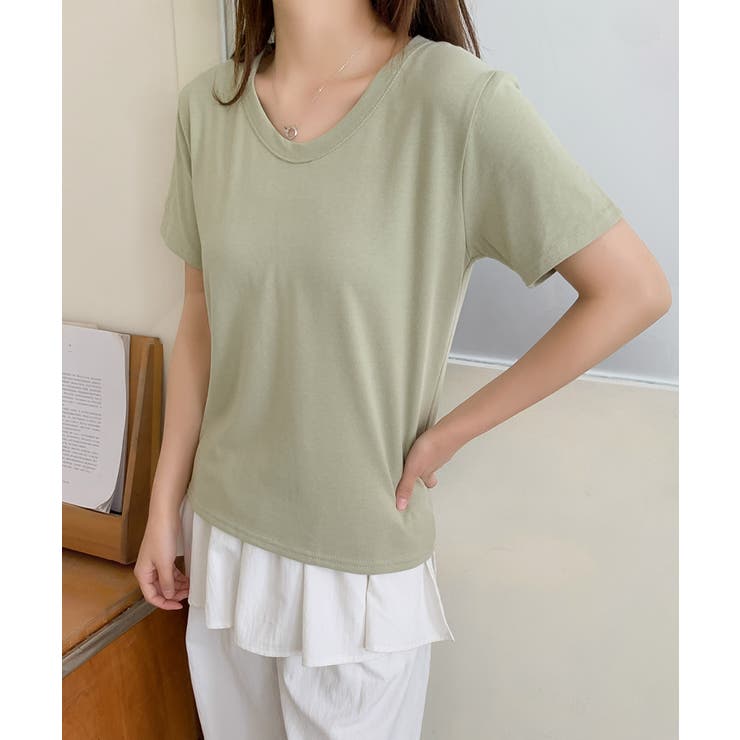 【aimoha】デイリーコットン混VネックTシャツ | aimoha  | 詳細画像24 