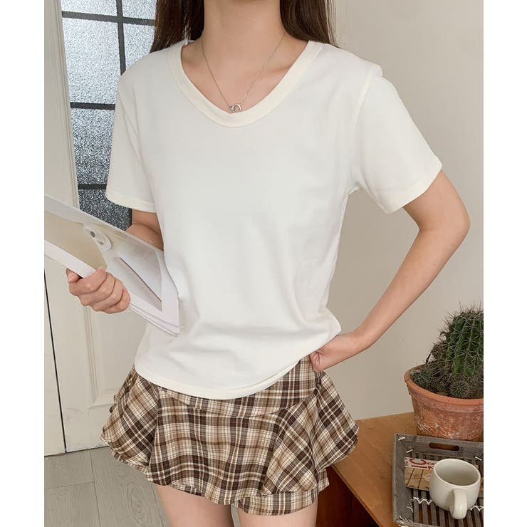 【aimoha】デイリーコットン混VネックTシャツ | aimoha  | 詳細画像29 