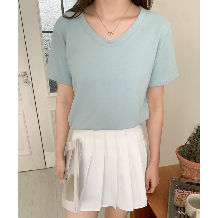 【aimoha】デイリーコットン混VネックTシャツ | aimoha  | 詳細画像30 