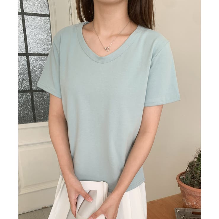 【aimoha】デイリーコットン混VネックTシャツ | aimoha  | 詳細画像31 