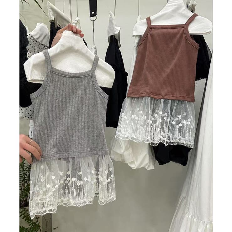 【aimoha-KIDS-】裾レースキャミソール | aimoha kids | 詳細画像1 