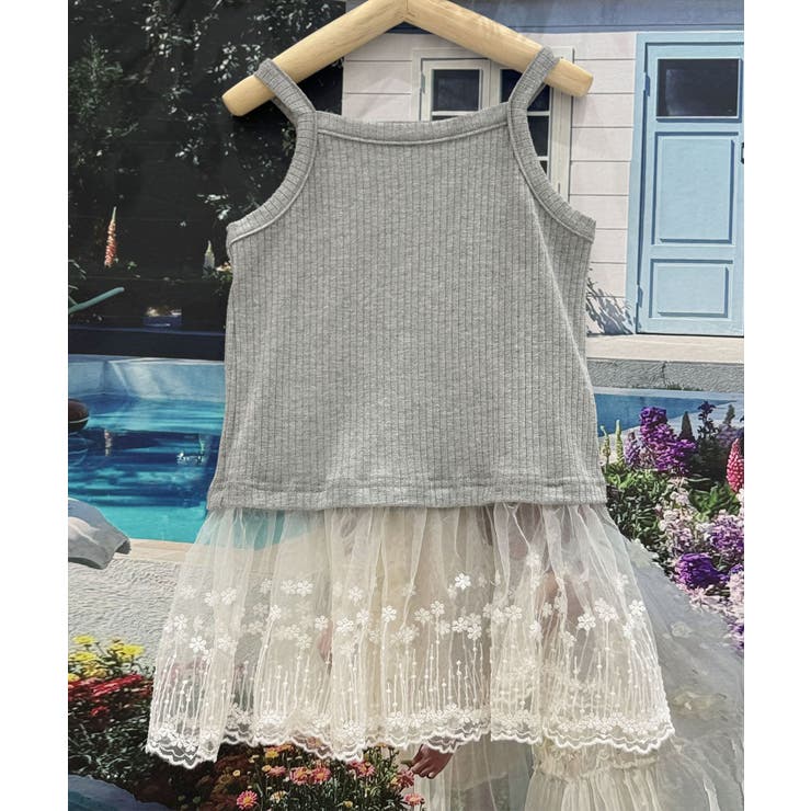 グレー | 【aimoha-KIDS-】裾レースキャミソール | aimoha kids