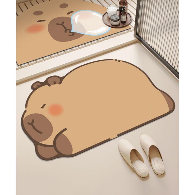 ベージュ | カピバラモチーフ滑り止めマット | aimoha 