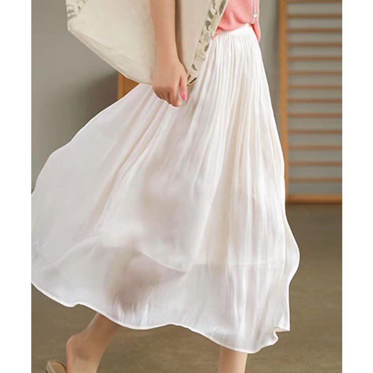 ホワイト | シアープリーツスカート | aimoha 