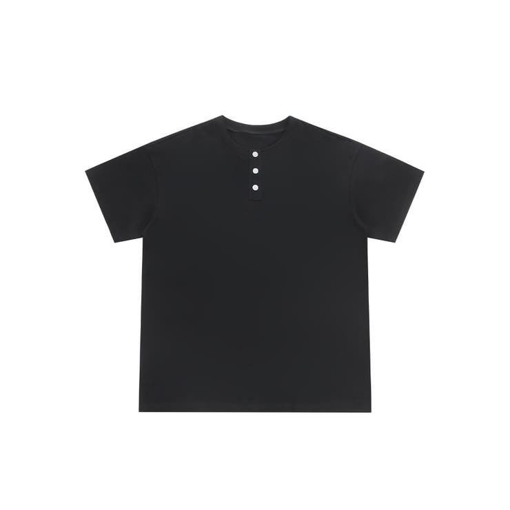 ブラック | ヘンリーネック半袖Tシャツ | aimoha men