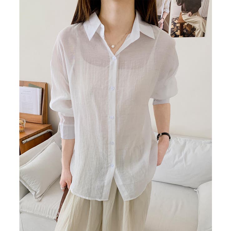 ホワイト | バックリボンフェミニンシャツ | aimoha 