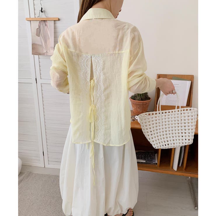 バックリボンフェミニンシャツ | aimoha  | 詳細画像3 