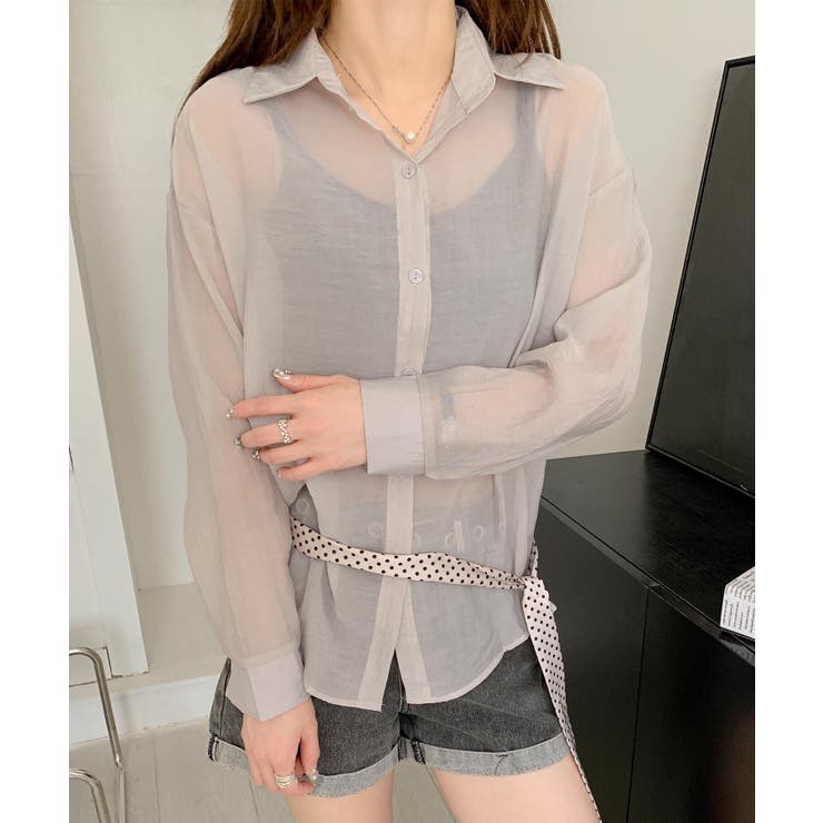 ライトグレー | バックリボンフェミニンシャツ | aimoha 