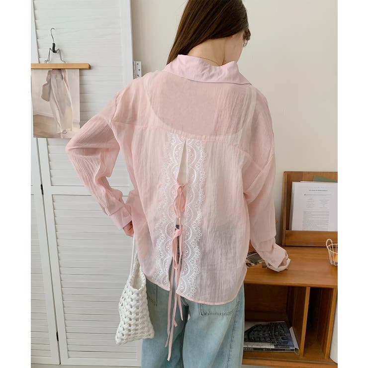 ピンク | バックリボンフェミニンシャツ | aimoha 