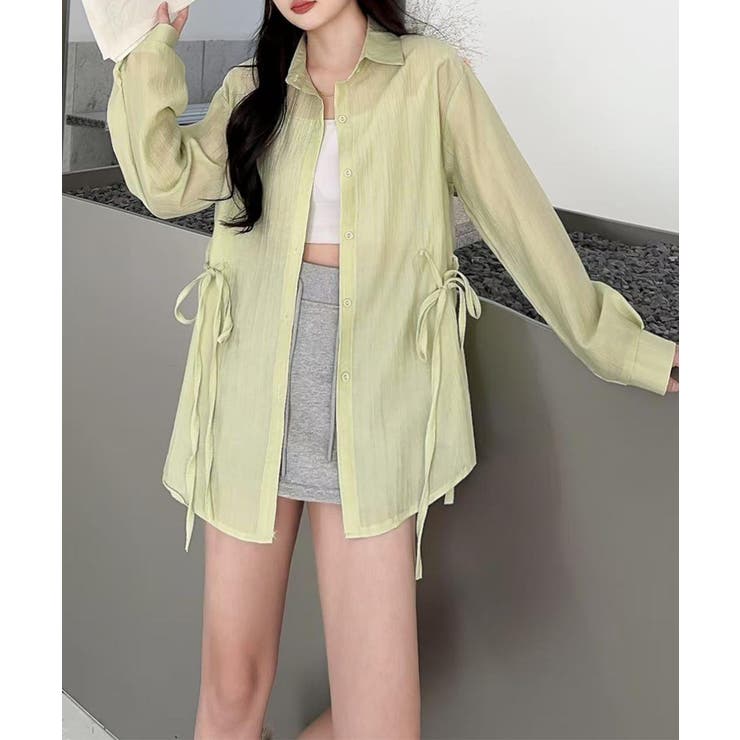 ライトグリーン | ウエストリボンシアーシャツ | aimoha 