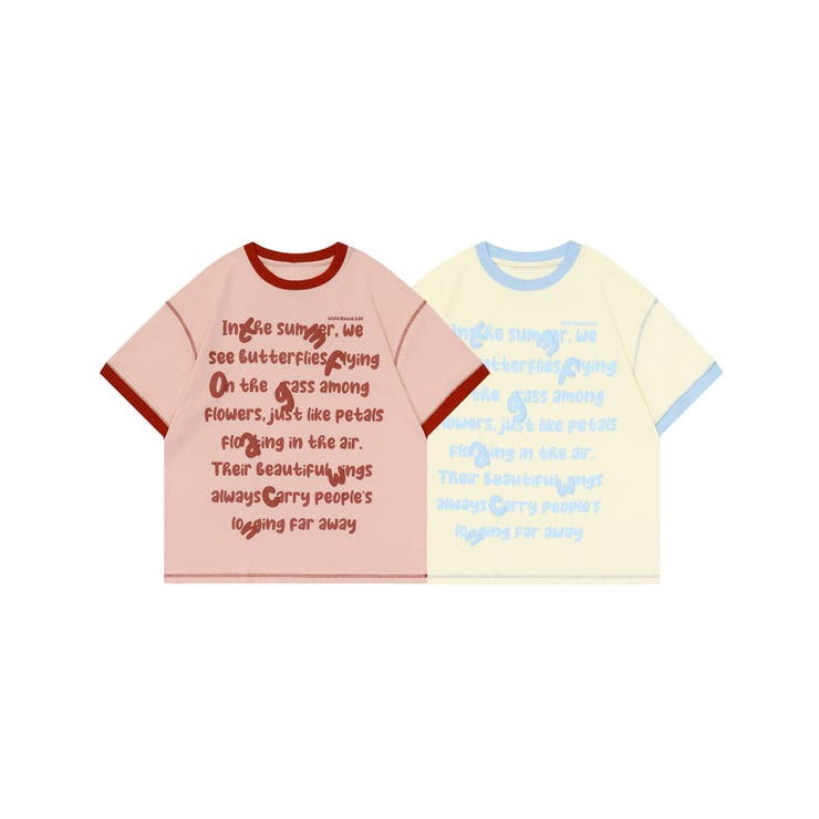 【HOOK】for girls 英字発泡プリント飾りステッチリンガーTEE | HOOK | 詳細画像13 