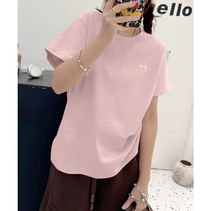 シンプクルーネック半袖Tシャツ | aimoha  | 詳細画像2 