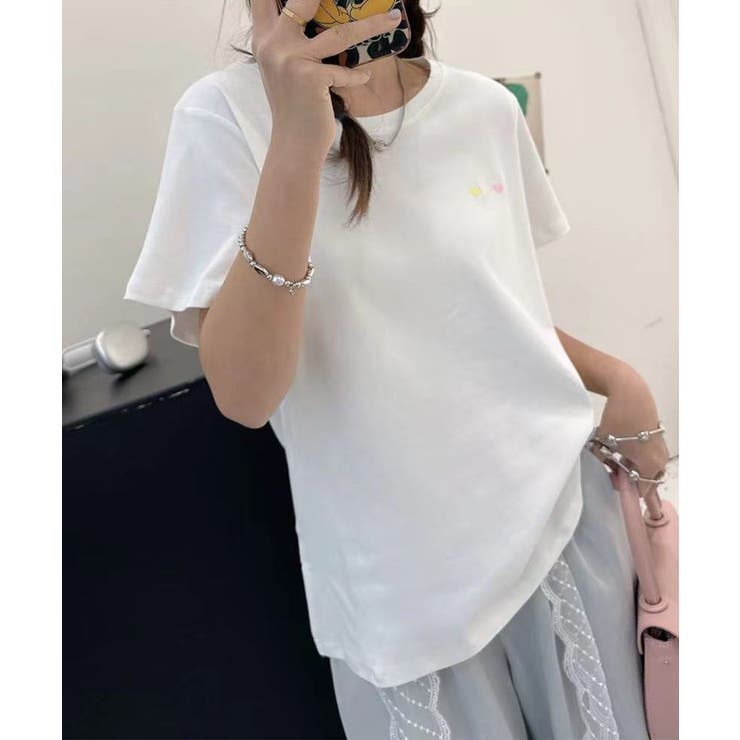 シンプクルーネック半袖Tシャツ | aimoha  | 詳細画像3 