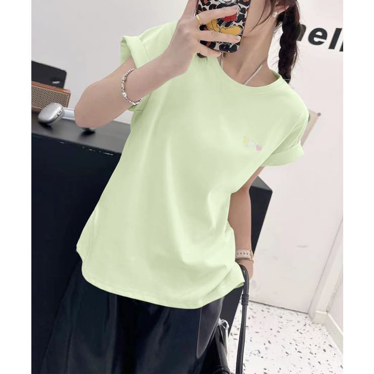 ライトグリーン | シンプクルーネック半袖Tシャツ | aimoha 