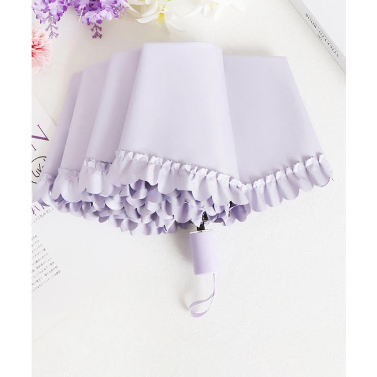 パープル | フリルエッジ折りたたみ傘 | aimoha 