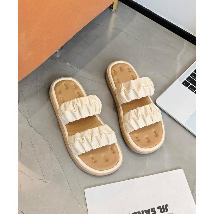 シャーリングデザイン厚底サンダル | aimoha  | 詳細画像4 