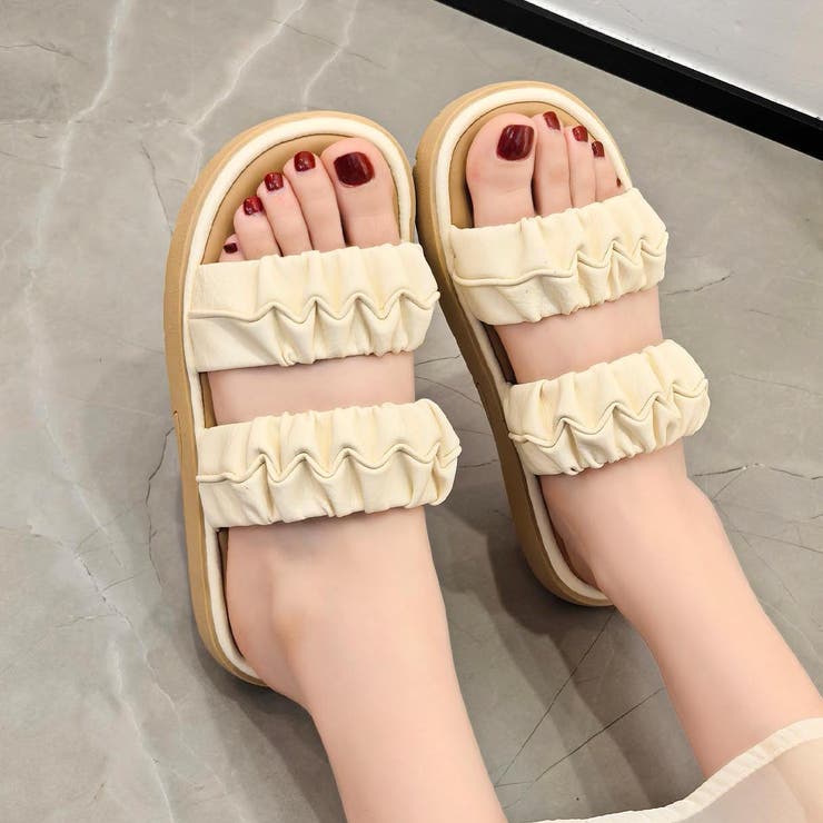 シャーリングデザイン厚底サンダル | aimoha  | 詳細画像1 