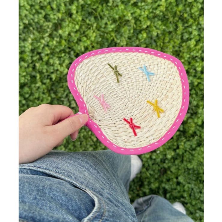 ピンク1 | カラフル天然素材うちわ 蒲扇 | aimoha 