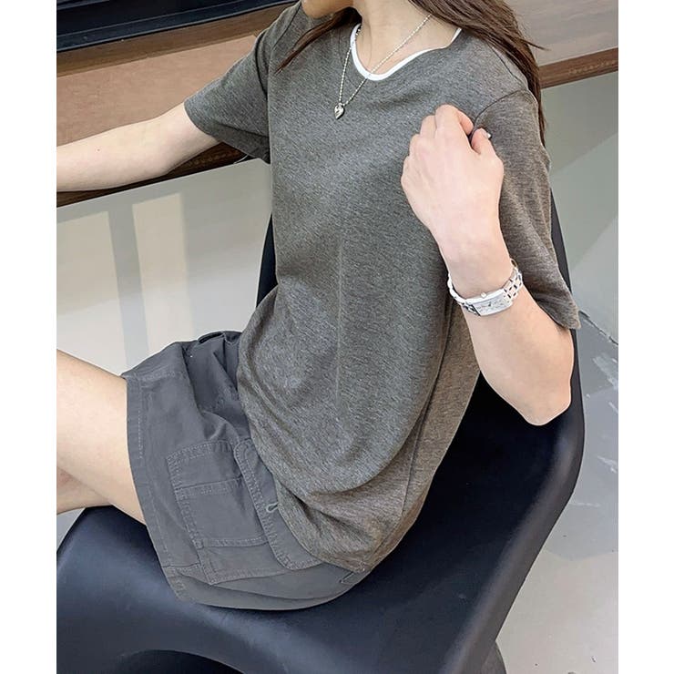 ネック配色シンプルTシャツ | aimoha  | 詳細画像9 
