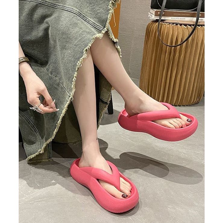 レッド | 【shoes365】厚底トングサンダル | aimoha 