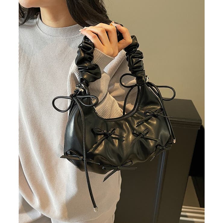 リボンデコシャーリングハンドルミニバッグ | aimoha  | 詳細画像14 