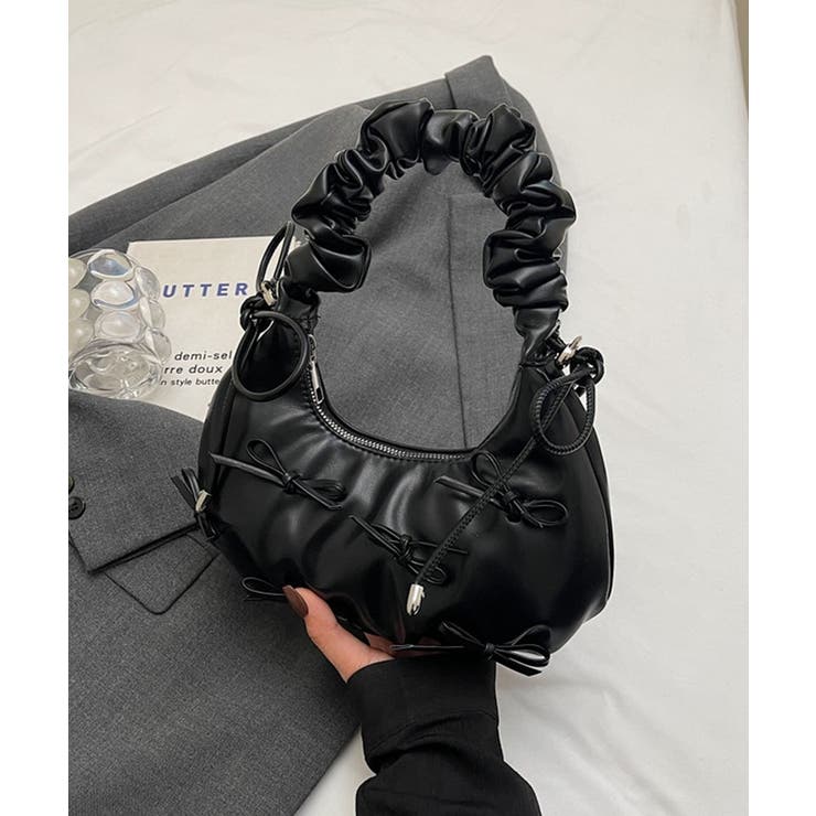 リボンデコシャーリングハンドルミニバッグ | aimoha  | 詳細画像3 