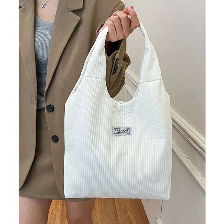 ホワイト | リブニットライクトートバッグ | aimoha 