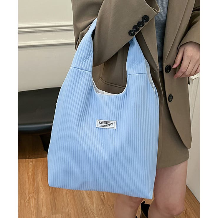 ブルー | リブニットライクトートバッグ | aimoha 