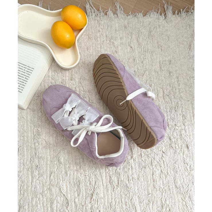 パープル | レースリボンカラースニーカー | aimoha 