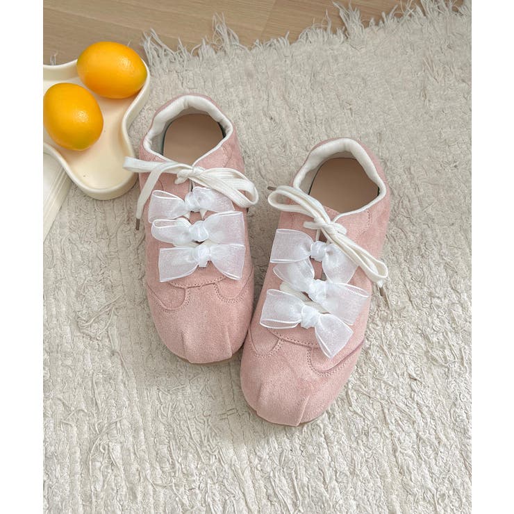 ピンク | レースリボンカラースニーカー | aimoha 